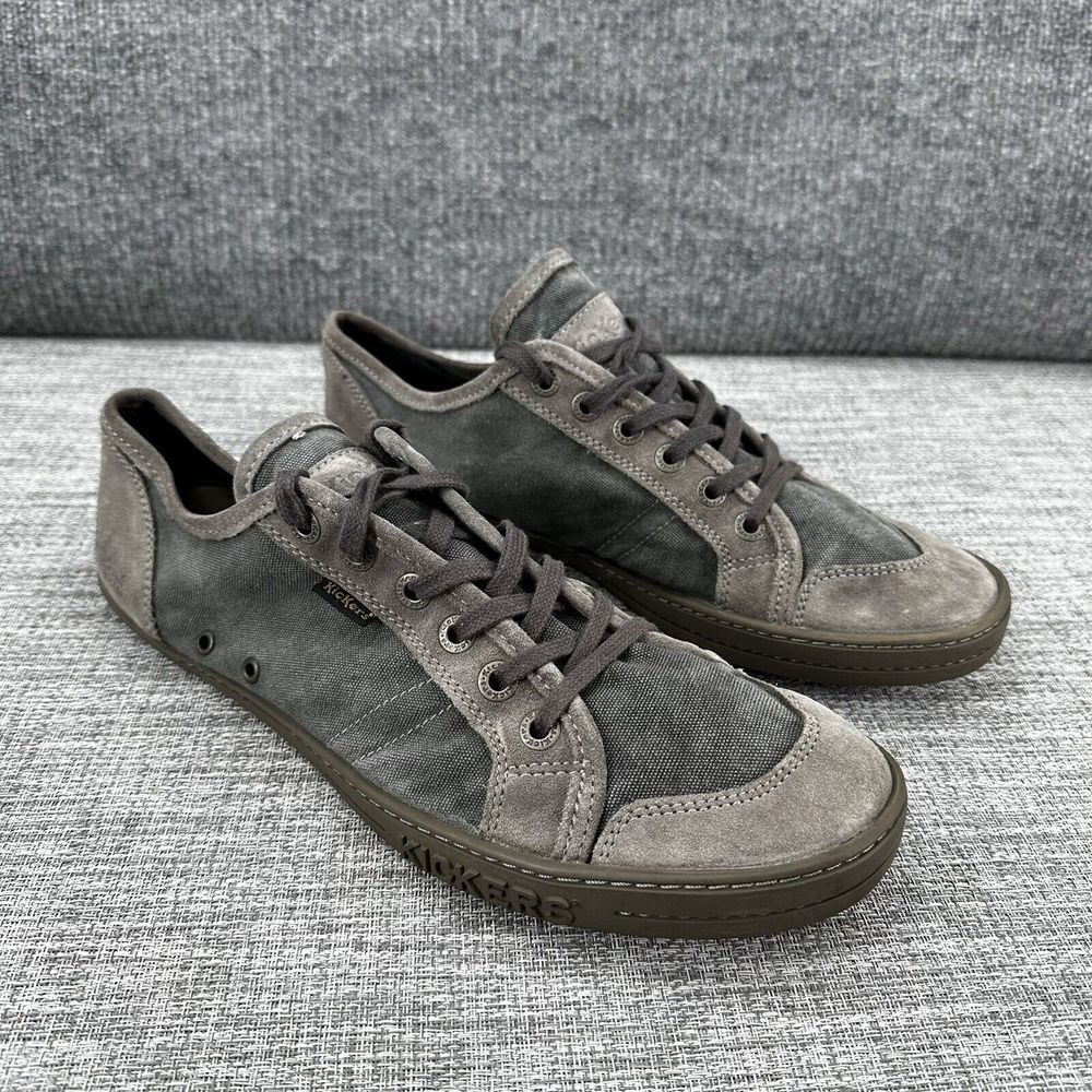 Kickers Mens Sneakers‎ Sz 46 US 11.5 Gray Canvas Suede Lace Up Casual